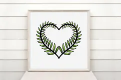 Fern Leaves Heart Wreath Flower Graphic Clipart PNG Product Image 2