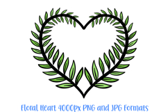 Fern Leaves Heart Wreath Flower Graphic Clipart PNG  Illustration