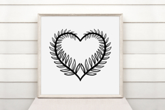 Fern Leaves Heart Wreath Flower Graphic Clipart PNG Outline Product Image 2