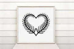 Fern Leaves Heart Wreath Flower Graphic Clipart PNG Outline Product Image 2