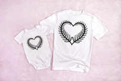 Fern Leaves Heart Wreath Flower Graphic Clipart PNG Outline Product Image 3