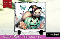 Ferret Halloween Slate PNG Coquette Square Slate Sublimation Product Image 1