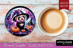 Ferret Halloween Round Coaster Cute Animal Coaster PNG Product Image 1