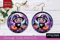 Ferret Halloween Round Earrings Cute Animal PNG Sublimation Product Image 1