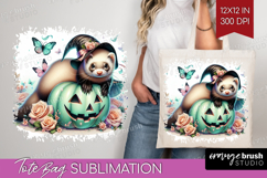 Ferret Halloween Tote Bag Coquette Tote Bag PNG Sublimation Product Image 1