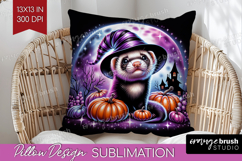Ferret Halloween Pillow Sublimation Cute Animal Pillow Cover Product Image 1