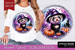 Ferret Halloween Round Tshirt Background Cute Animal PNG Product Image 1