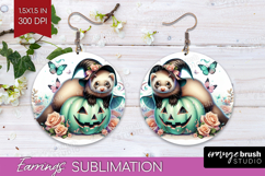 Ferret Halloween Round Earrings Coquette PNG Sublimation Product Image 1