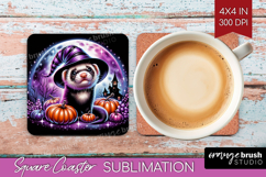 Ferret Halloween Square Coaster Cute Animal Coaster PNG Product Image 1