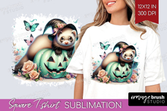 Ferret Halloween Square Tshirt Background Coquette PNG Product Image 1