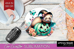 Ferret Halloween Car Coaster Coquette Coaster PNG Product Image 1