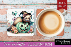 Ferret Halloween Square Coaster Coquette Coaster PNG Product Image 1
