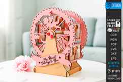 Wooden Ferris Wheel Photo Frame Laser Cut|3D Laser|Love SVG Product Image 1