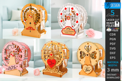 Ferris Wheel Photo Frame Laser Cut Bundle|3D Model|Valentine Product Image 1