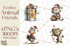 Santa Animal PNG Clipart, Christmas Animal PNG Product Image 1