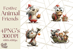 Santa Animal PNG Clipart, Christmas Animal PNG Product Image 1