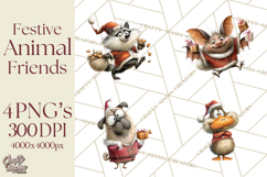 Santa Animal PNG Clipart, Christmas Animal PNG Product Image 1