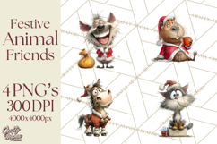 Santa Animal PNG Clipart, Christmas Animal PNG Product Image 1