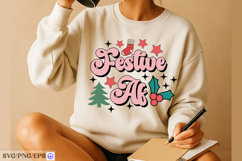 Festive AF Christmas SVG Funny Holiday SVG PNG T-shirt Product Image 4