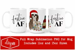 Festive AF| Funny Christmas PNG|Christmas Sublimation Mug Product Image 1