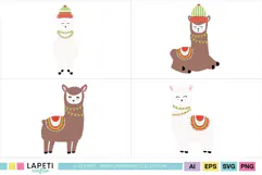 Cute winter animal clipart in coordinated Christmas colors