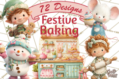 Holiday Baking Clipart, Gingerbread &amp; Elf Digital Art PNG Product Image 1