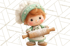 Holiday Baking Clipart, Gingerbread &amp; Elf Digital Art PNG Product Image 5