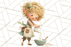 Holiday Baking Clipart, Gingerbread &amp; Elf Digital Art PNG Product Image 3
