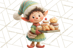 Holiday Baking Clipart, Gingerbread &amp; Elf Digital Art PNG Product Image 3