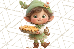 Holiday Baking Clipart, Gingerbread &amp; Elf Digital Art PNG Product Image 5