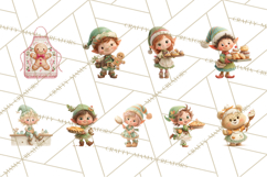 Holiday Baking Clipart, Gingerbread &amp; Elf Digital Art PNG Product Image 2