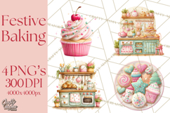 Holiday Baking Clipart, Gingerbread &amp; Elf Digital Art PNG Product Image 1