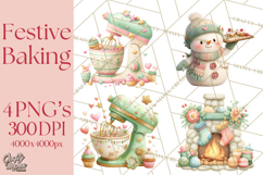 Holiday Baking Clipart, Gingerbread &amp; Elf Digital Art PNG Product Image 1