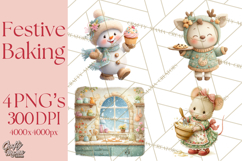Holiday Baking Clipart, Gingerbread &amp; Elf Digital Art PNG Product Image 1
