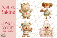 Holiday Baking Clipart, Gingerbread &amp; Elf Digital Art PNG Product Image 1