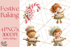 Holiday Baking Clipart, Gingerbread &amp; Elf Digital Art PNG Product Image 1