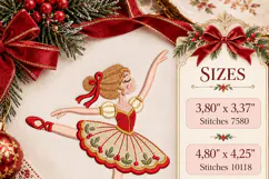 Nutcracker Ballerina Christmas Machine Embroidery Design Product Image 2
