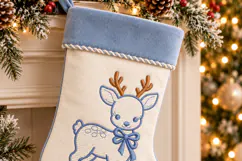 Christmas Reindeer Bow Embroidery Design Product Image 2