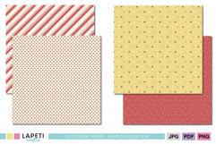 Candy cane stripes and red polka dot digital papers perfect for Christmas cards, wrapping, and holiday crafts.