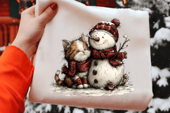 Festive Cat Winter Clipart Sublimation Product Image 2