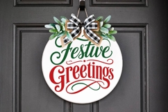 Festive Cheer Round Christmas Sign Svg Product Image 3