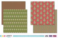 Christmas tree and presents digital papers in cozy colors, perfect for scrapbooking, journaling, and DIY projects.