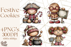 Gingerbread People Clipart PNG Christmas Cookie Graphics Product Image 1