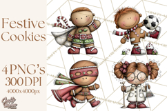 Gingerbread People Clipart PNG Christmas Cookie Graphics Product Image 1
