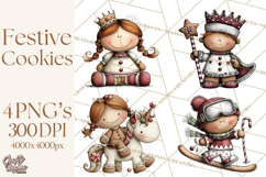 Gingerbread People Clipart PNG Christmas Cookie Graphics Product Image 1