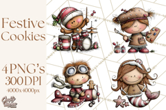 Gingerbread People Clipart PNG Christmas Cookie Graphics Product Image 1