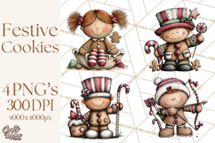 Gingerbread People Clipart PNG Christmas Cookie Graphics Product Image 1