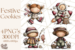 Gingerbread People Clipart PNG Christmas Cookie Graphics Product Image 1