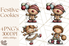 Gingerbread People Clipart PNG Christmas Cookie Graphics Product Image 1