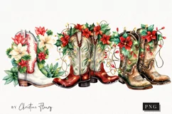 Festive Cowboy Boots | Western Christmas PNG Product Image 1